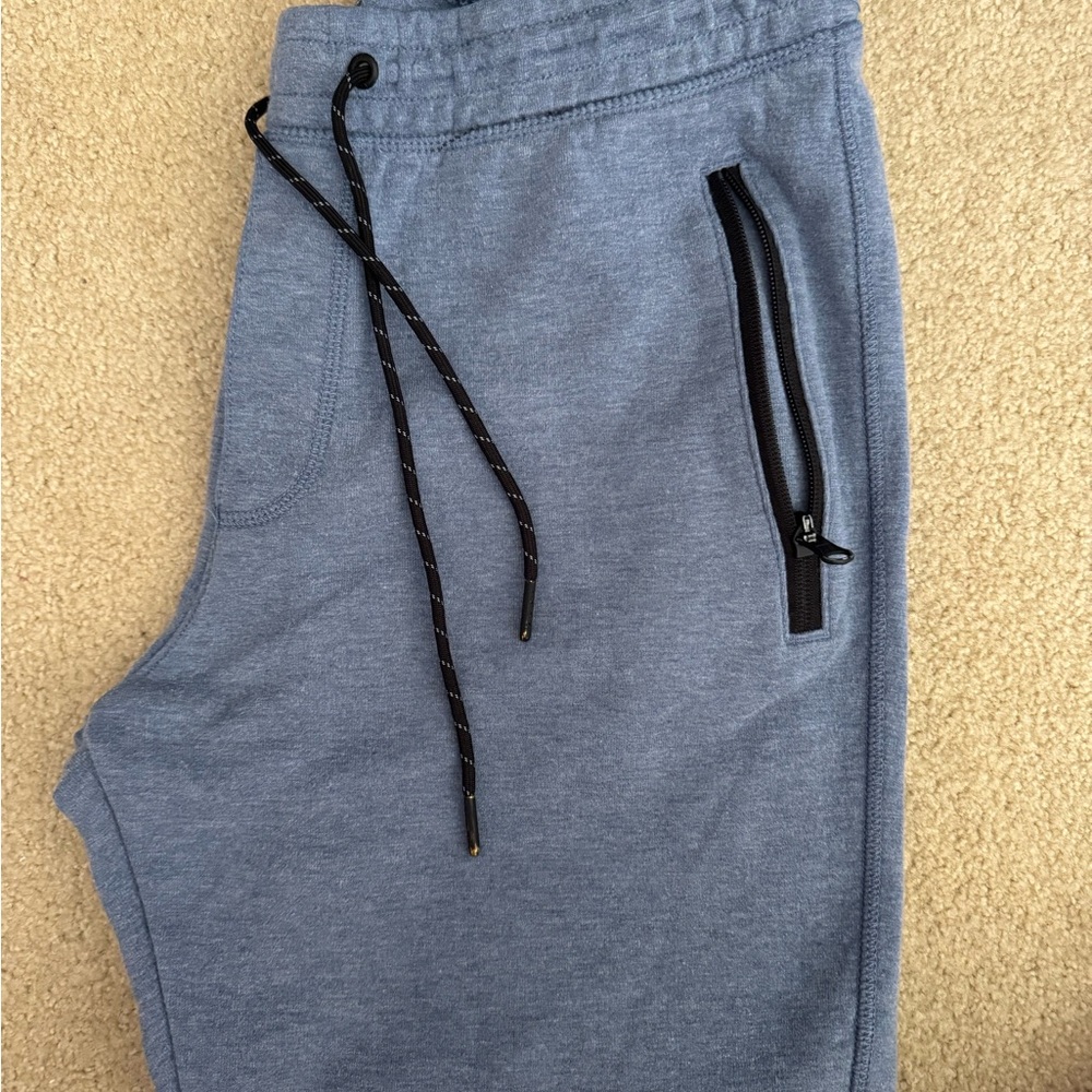 Mens Grey Jogger Pants with Black Zipper - American Eagle Size Medium